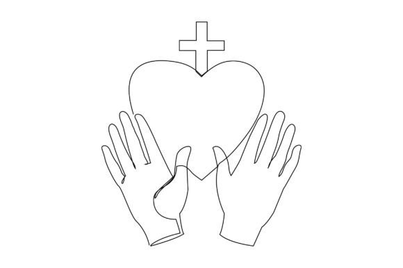 Single Line Art Faith Praying Hands Love Review